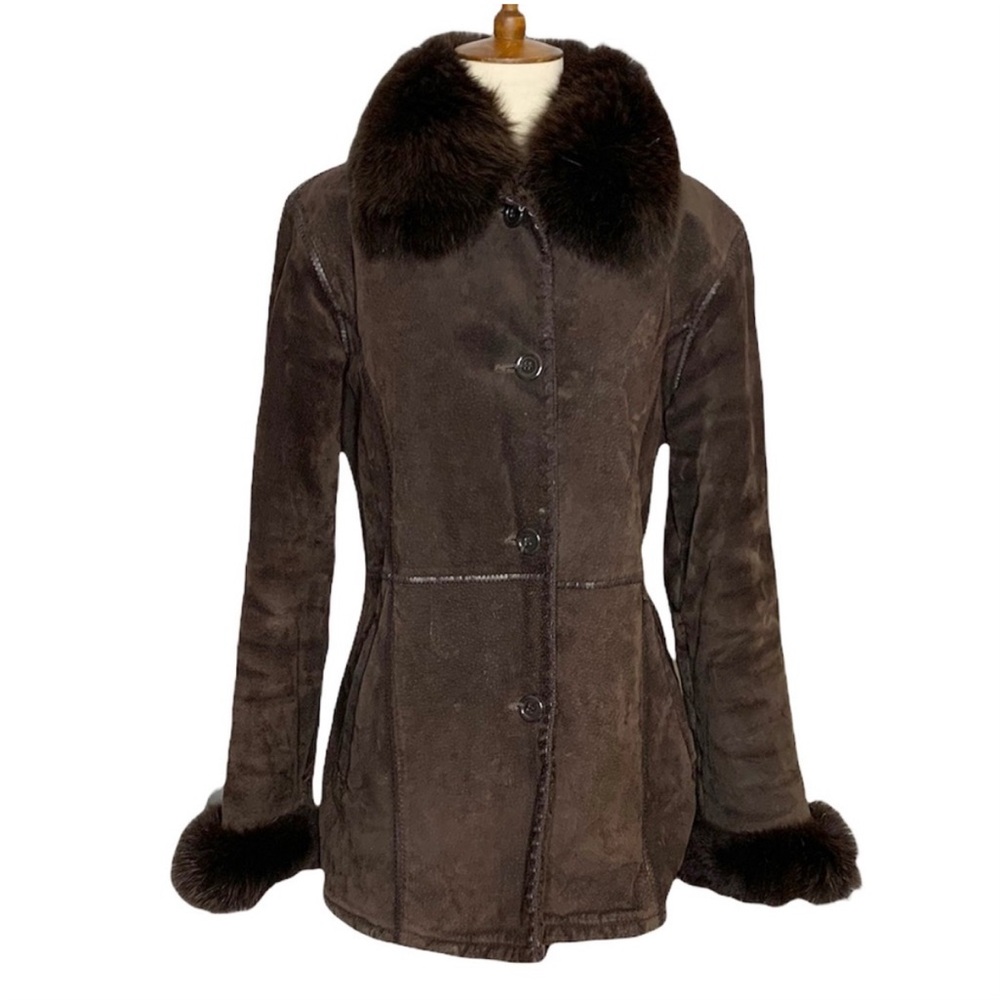 Vintage Marvin Richards fox fur & suede coat, S
